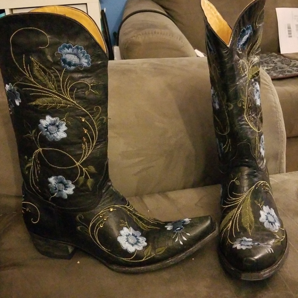 Old Gringo Swarkowski Crystal & Blue Flowers Boots